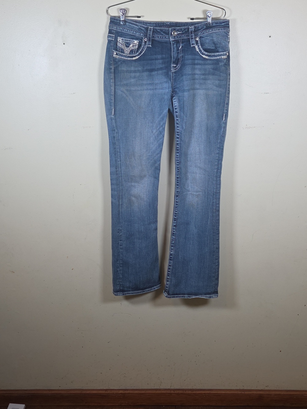 Vigoss The Chelsea Womens Boot Cut Size 12 Stretch Blue Denim Jeans (32X31)